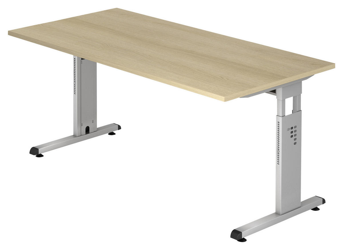 SCHREIBTISCH 160/80/65-85 cm  in Eichefarben  - Eichefarben/Silberfarben, KONVENTIONELL, Holzwerkstoff/Metall (160/80/65-85cm) - Venda