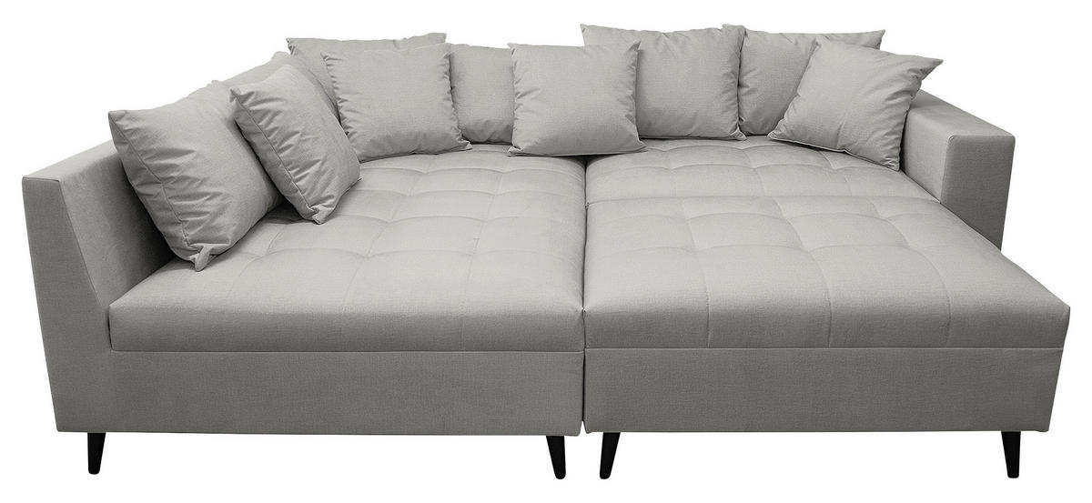 Ecksofa inkl. Hocker  in Mikrofaser Grau  174/247 cm  - Schwarz/Grau, Design, Holz/Textil (174/247cm) - MID.YOU