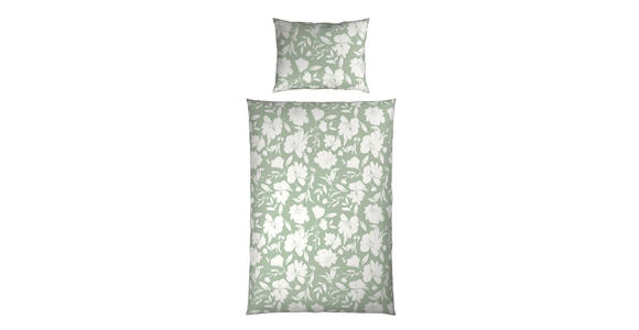 WENDEBETTWÄSCHE Mavie Satin 140/200 cm  - Weiß/Grün, KONVENTIONELL, Textil (140/200cm) - Novel