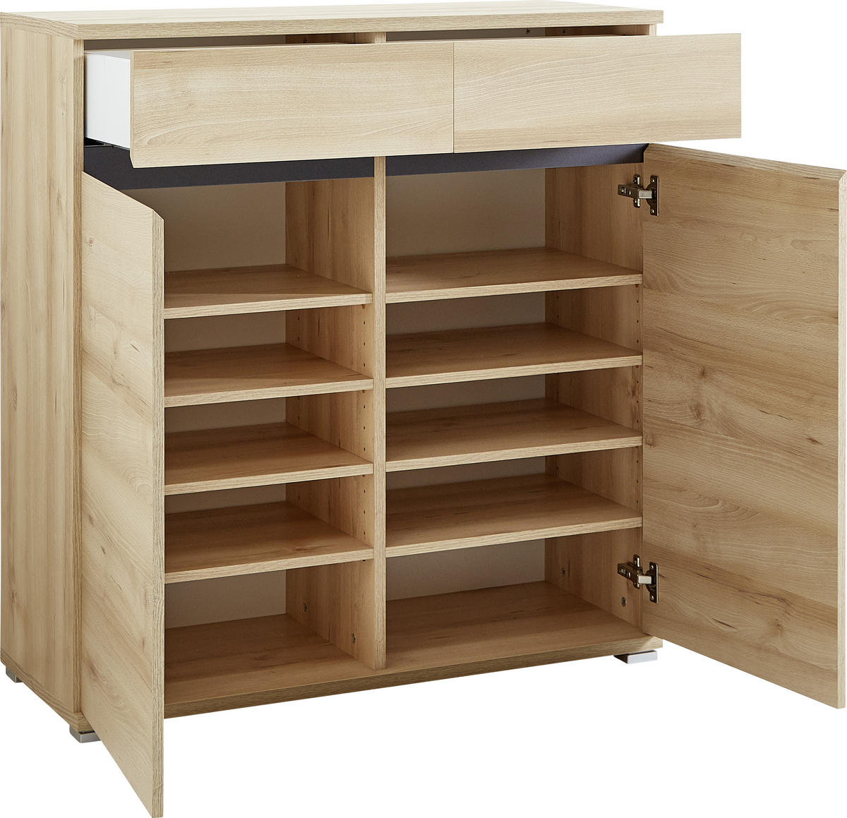 SCHUHSCHRANK Anthrazit, Buchefarben  - Anthrazit/Buchefarben, Basics, Holzwerkstoff (96/103/40cm) - Carryhome