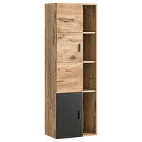 SREDNJE VISOKA OMARA 48/144/35 cm  - siva/barve hrasta, Moderno, kovina/leseni material (48/144/35cm) - MID.YOU
