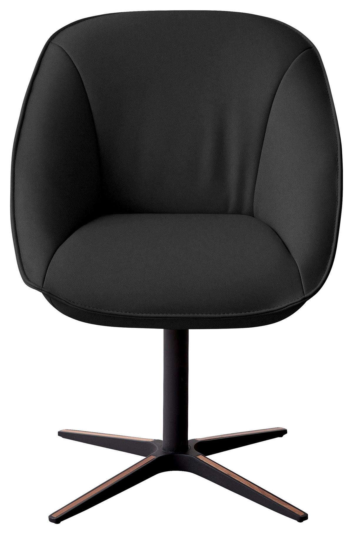 ARMLEHNSTUHL  Beinauswahl, Lederauswahl, Stoffauswahl, inklusive Armlehnen, automatische Rückholfunktion, gepolsterte Armlehnen, Sitzfläche 320° drehbar  Echtleder  - Dunkelbraun/Schwarz, Design, Leder/Holz (63/88/70cm) - Koinor