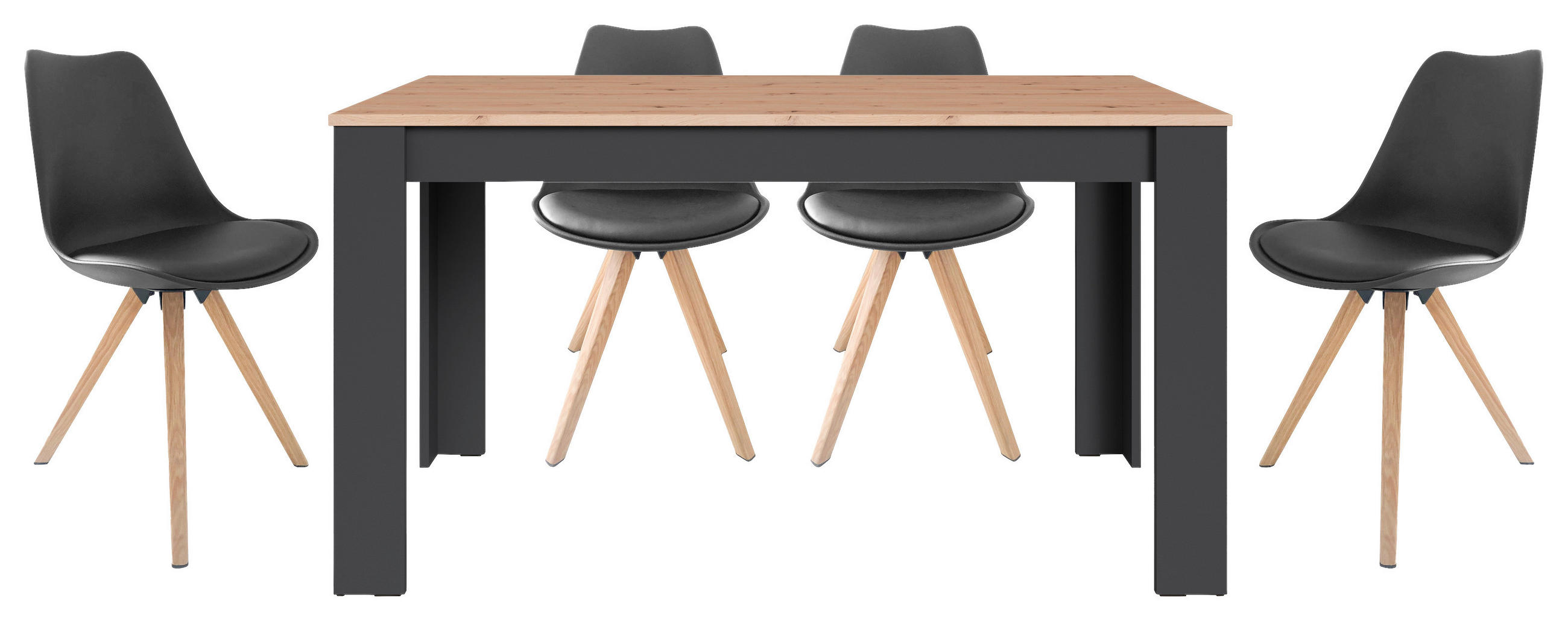 TISCHGRUPPE Anthrazit, Eiche Artisan  - Eichefarben/Anthrazit, MODERN, Kunststoff/Metall - MID.YOU