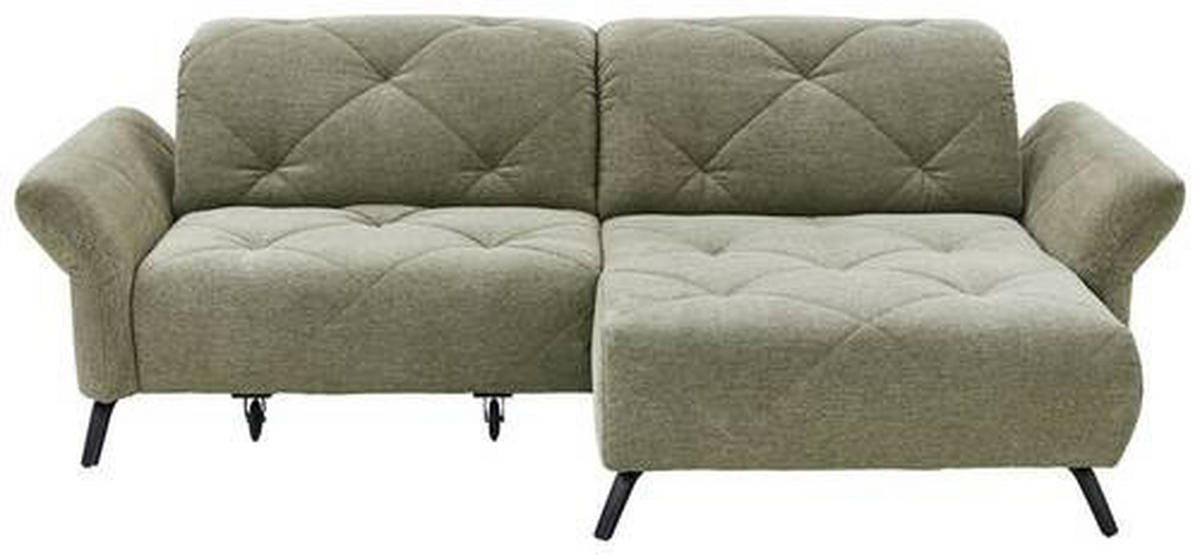 ECKSOFA in Webstoff Grün  - Schwarz/Grün, Design, Textil/Metall (244/173cm) - Moderano