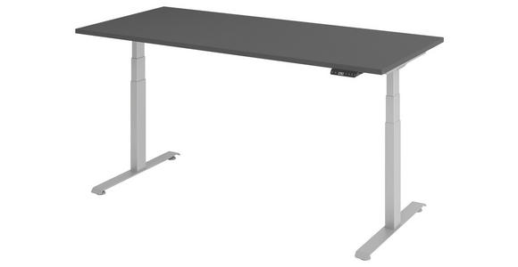SCHREIBTISCH 180/80/64,5-129,5 cm Graphitfarben, Silberfarben höhenverstellbar  - Silberfarben/Graphitfarben, KONVENTIONELL, Holzwerkstoff/Metall (180/80/64,5-129,5cm) - Venda