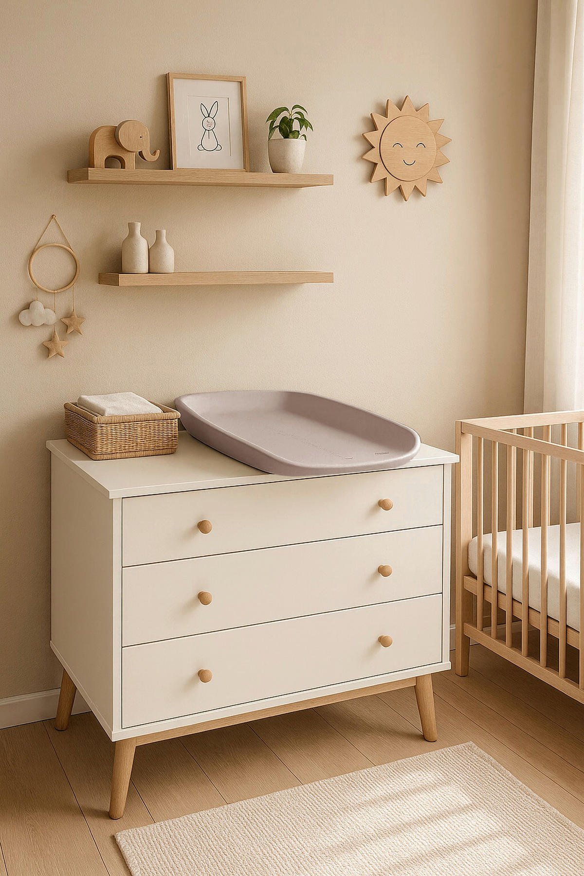PODLOGA ZA PREVIJANJE   - taupe, Basics, plastika (45/72cm) - Jimmylee
