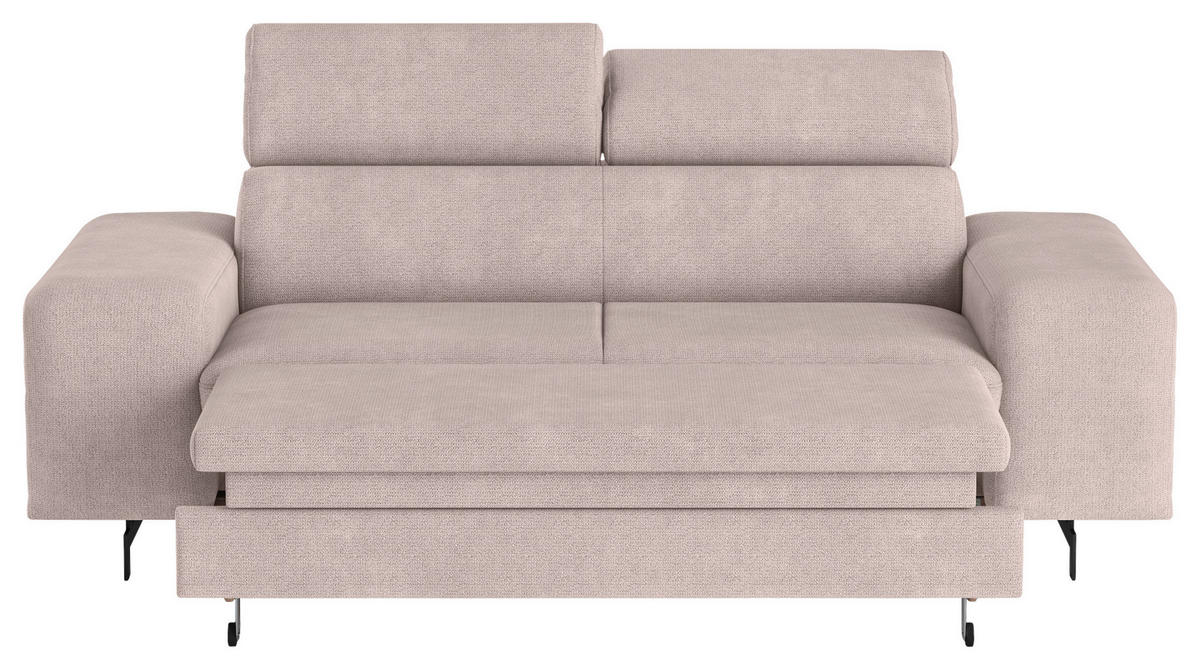 3-SITZER-SOFA Chenille Creme  - Creme/Schwarz, Textil/Metall (217/81/100cm) - MID.YOU
