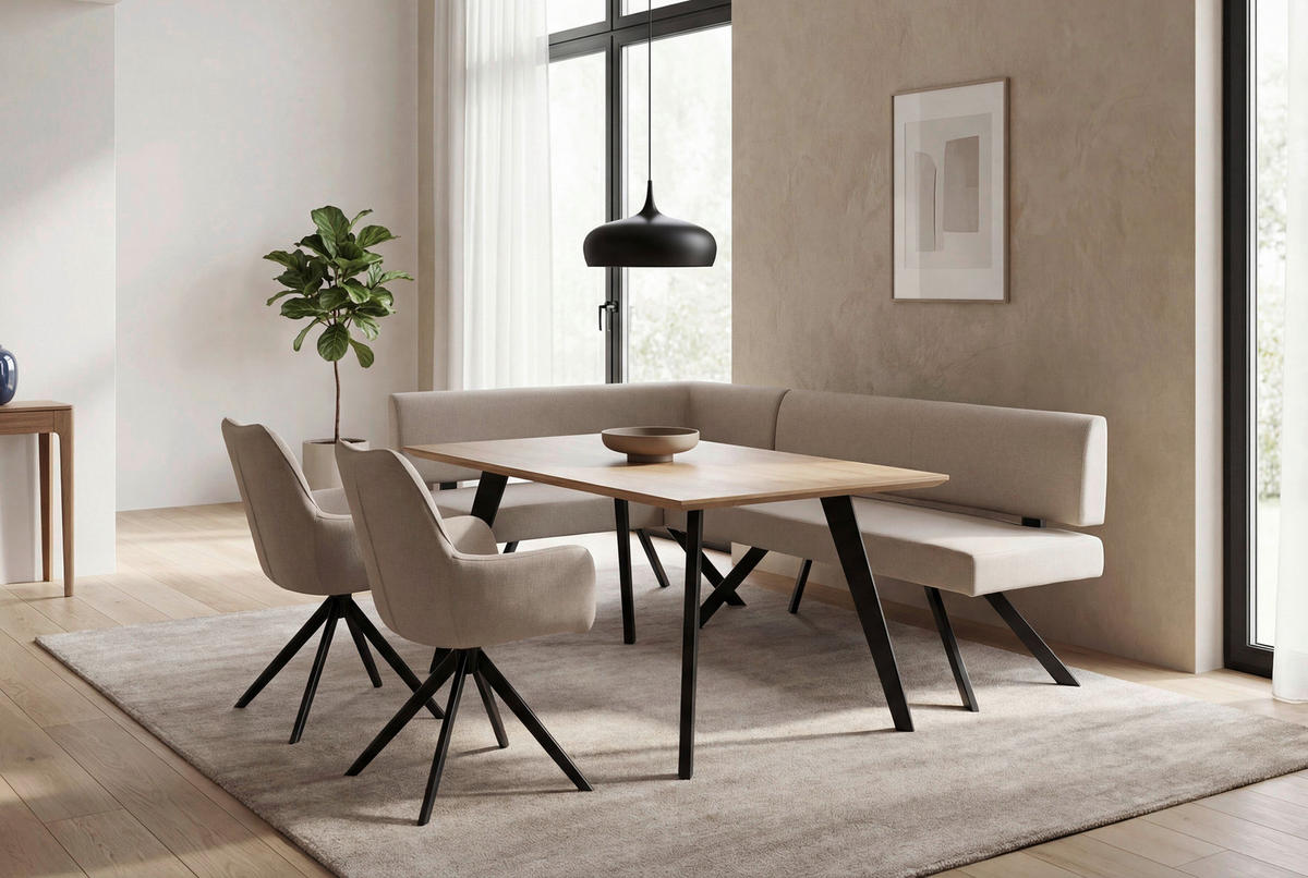 ECKBANK 85/182 cm Taupe   - Taupe/Schwarz, MODERN, Textil/Metall (85/182cm) - MID.YOU