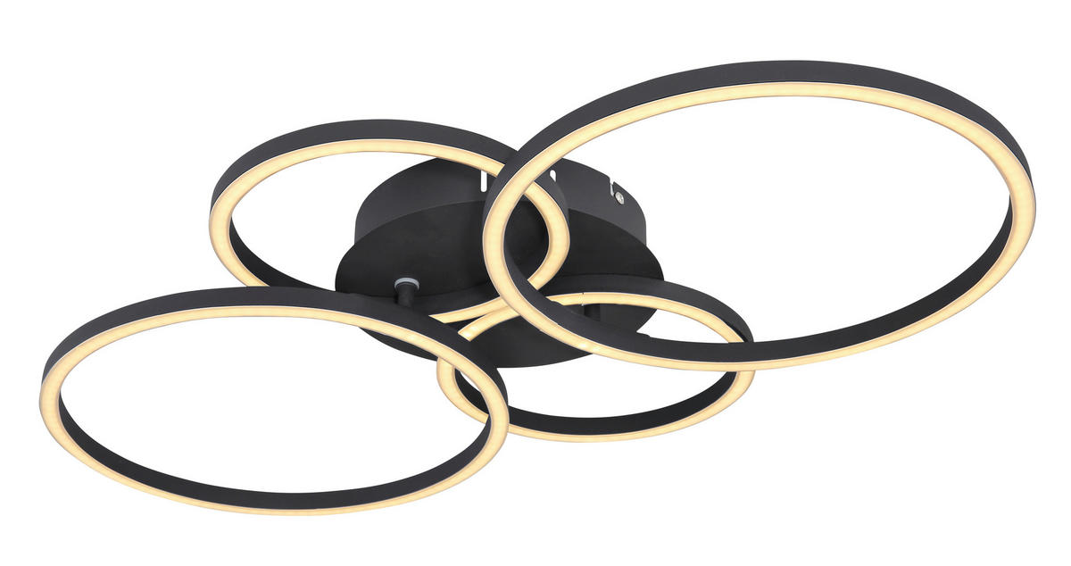 LED-DECKENLEUCHTE 65,5/40,6/7,5 cm   - Schwarz, Design, Kunststoff/Metall (65,5/40,6/7,5cm) - Globo
