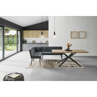 ECKBANK 195/157 cm Leinenoptik Grau   - Schwarz/Grau, LIFESTYLE, Textil/Metall (195/157cm) - MID.YOU