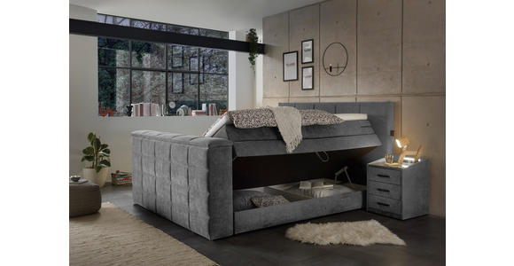 BOXSPRINGBETT 180/200 cm  in Dunkelgrau  - Dunkelgrau, KONVENTIONELL, Textil (180/200cm) - Carryhome