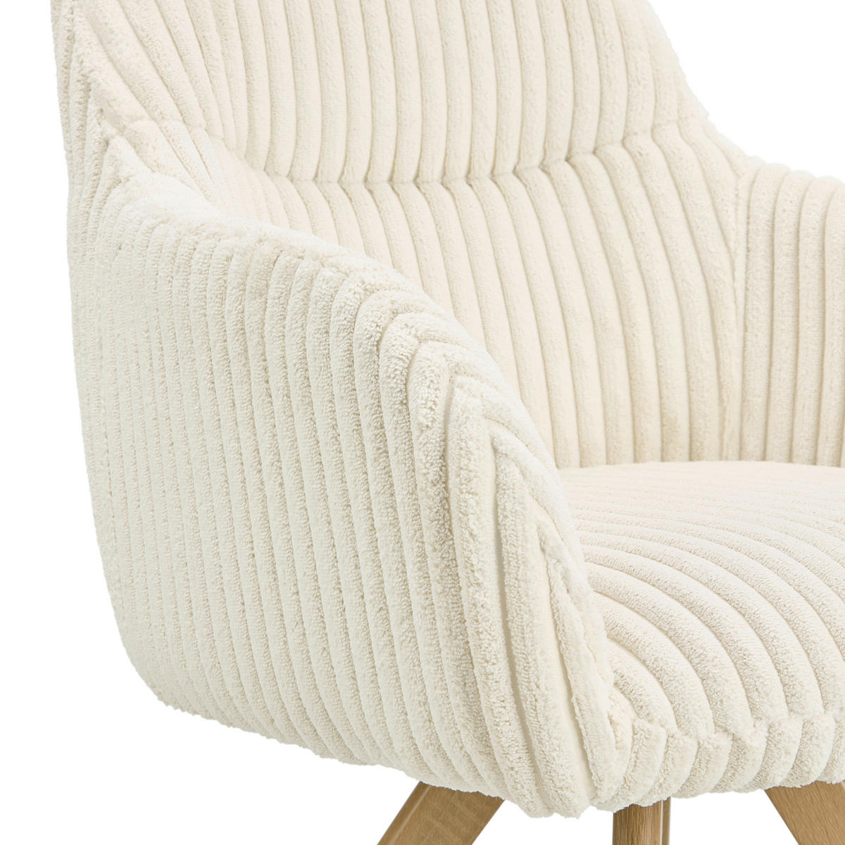 ARMLEHNSTUHL , Sitzfläche 180° drehbar , Cord  - Eichefarben/Beige, MODERN, Holz/Textil (56/88/60cm) - MID.YOU
