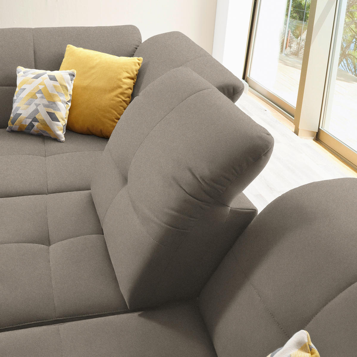 ECKSOFA in Chenille Hellbraun  - Hellbraun/Schwarz, Design, Textil/Metall (240/308cm) - Xora