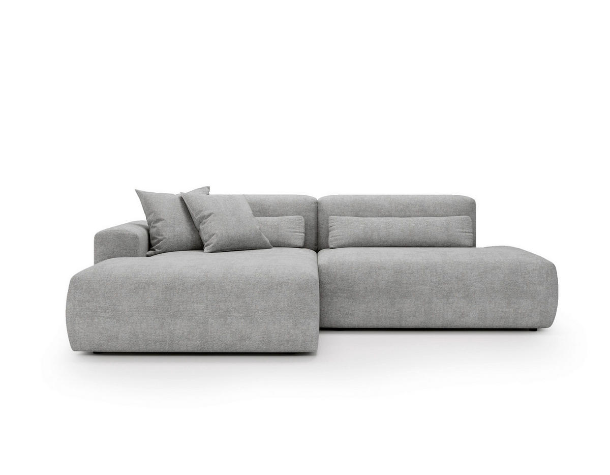 ECKSOFA REVE in Chenille Hellgrau  160/284 cm  - Hellgrau/Schwarz, Design, Kunststoff/Textil (160/284cm) - Livetastic