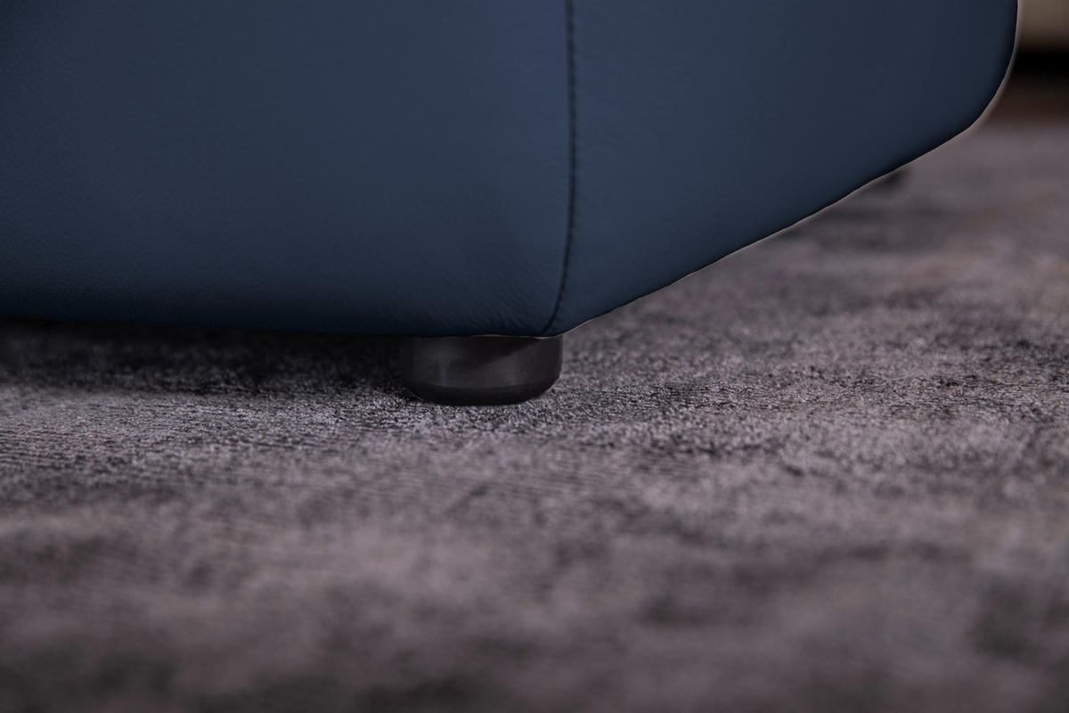 HOCKER in Leder Blau  - Blau/Schwarz, Modern, Leder/Kunststoff (120/39/60cm) - W.Schillig