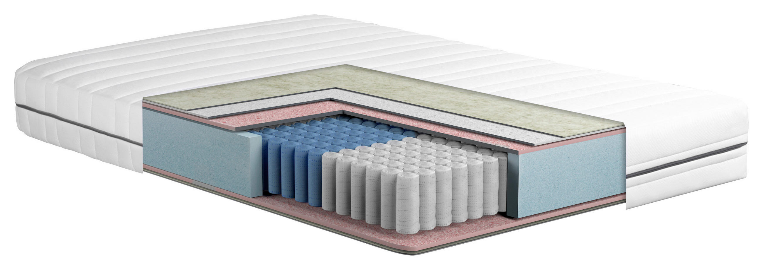 TASCHENFEDERKERNMATRATZE 120/200 cm Höhe ca. 20 cm  - Weiß, Basics, Textil (120/200cm) - MID.YOU