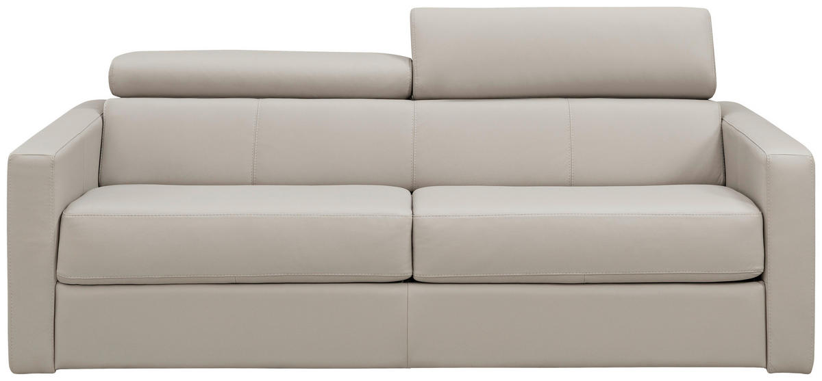 SCHLAFSOFA Creme Echtleder  - Creme/Schwarz, Design, Leder/Kunststoff (185/93/98cm) - Novel