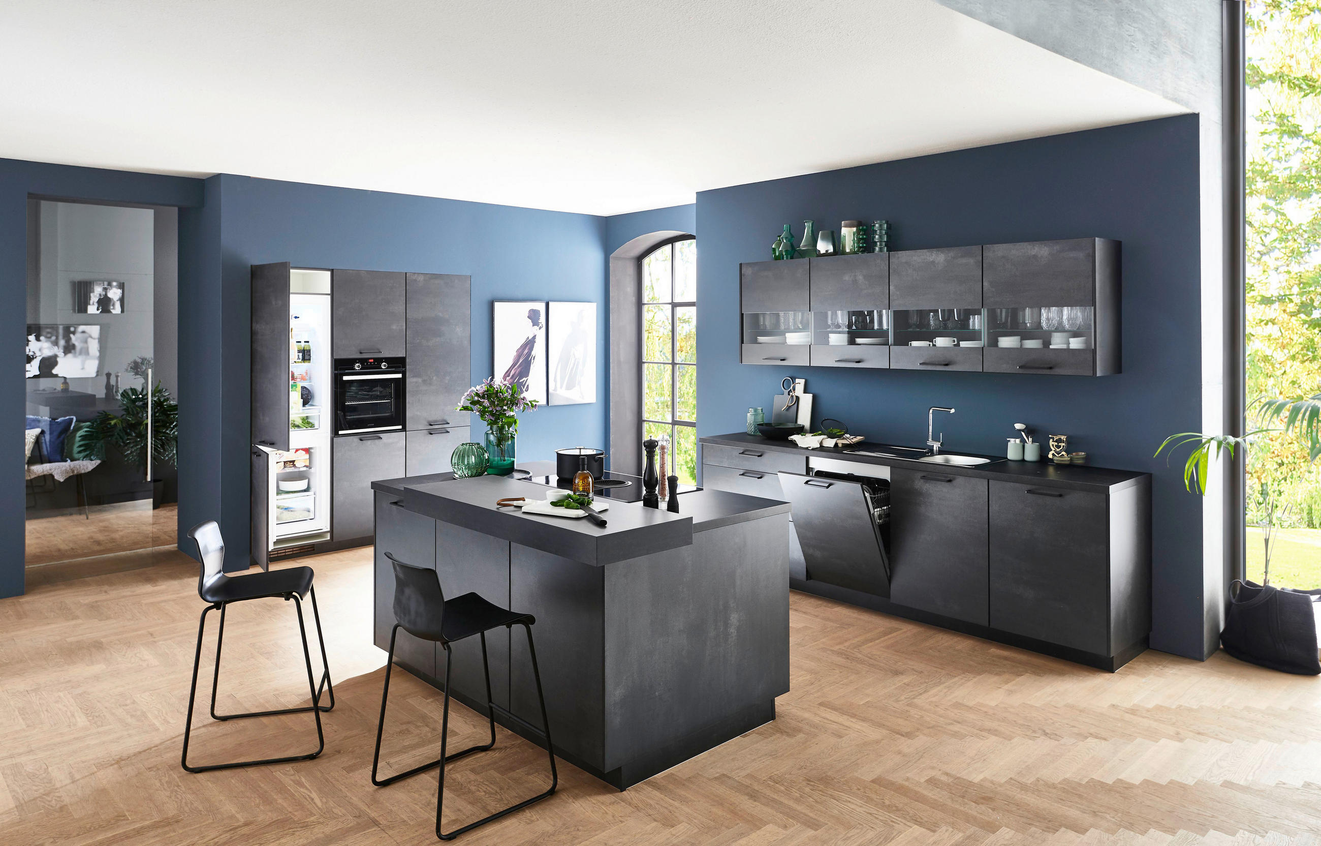 EINBAUKÜCHE   - Schwarz, Design, Holzwerkstoff - Celina