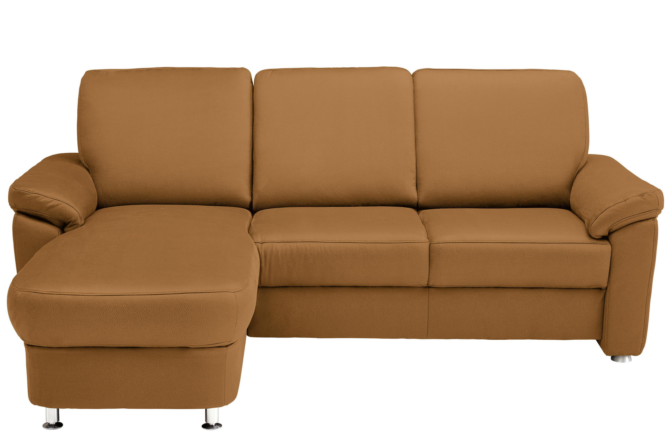 ECKSOFA Braun Flachgewebe - Chromfarben/Braun, KONVENTIONELL, Textil/Metall (163/220cm) - Beldomo System