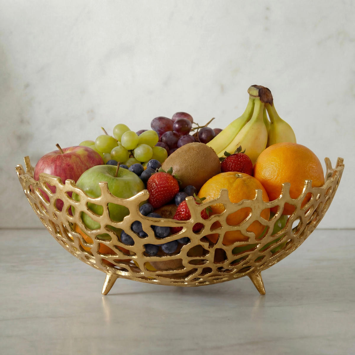 OBSTSCHALE  - Goldfarben, Design, Metall (46/19/46cm) - Livetastic