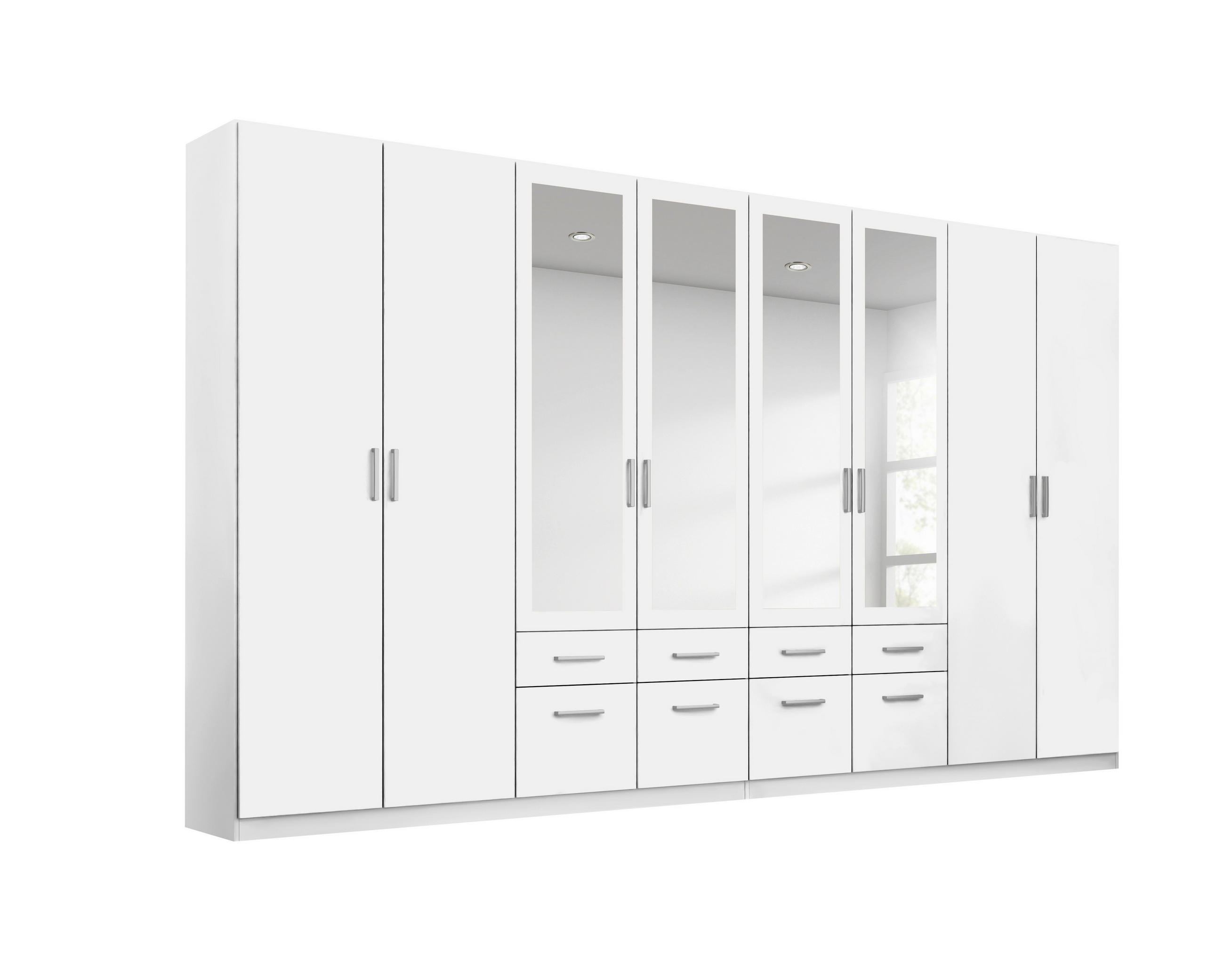 DREHTÜRENSCHRANK in Weiss  - Weiss/Alufarben, Modern, Holzwerkstoff/Kunststoff (360/229/54cm) - Rauch Möbel