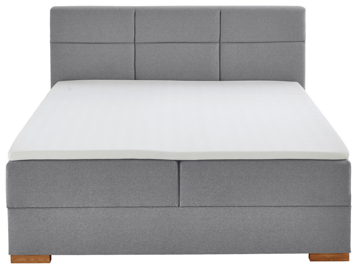 BOXSPRINGOVÁ POSTEĽ, 180/200 cm, sivá - sivá/farba duba, Basics, drevo/textil (180/200cm) - home24