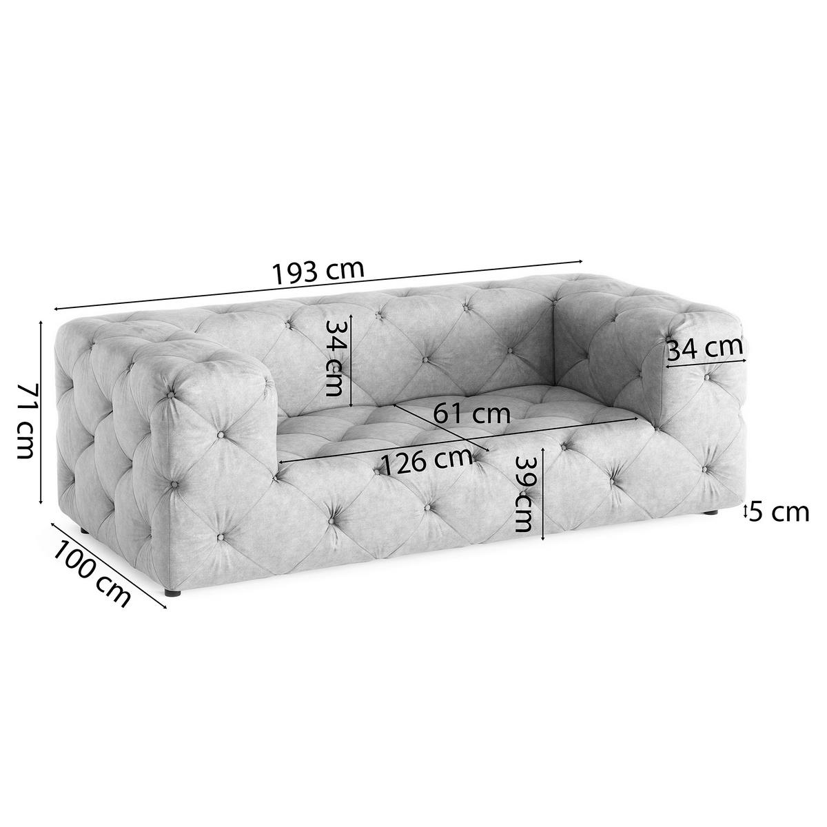 2-SITZER-SOFA Fresco Mikrofaser Creme  - Creme/Schwarz, Design, Kunststoff/Textil (193/71/100cm) - P & B