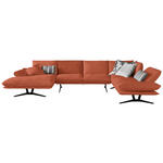 WOHNLANDSCHAFT Formia in Echtleder Orange  - Schwarz/Orange, Natur, Leder/Metall (155/359/217cm) - Dieter Knoll