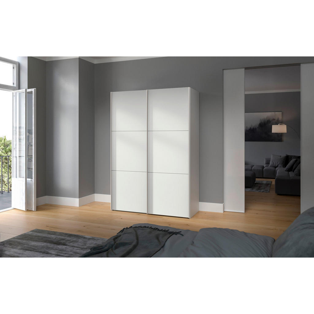 Thumbnail - Boxxx Schwebetürenschrank, Weiß, Holzwerkstoff, 2 Fächer, 152x195x65 cm, erweiterbar, Beimöbel erhältlich, umfangreiches...