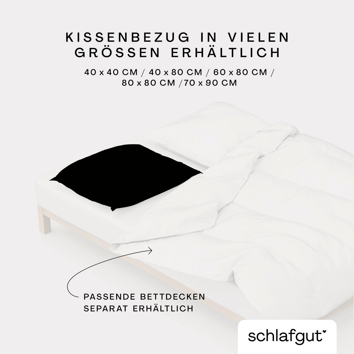 KISSENHÜLLE WOVEN SATIN 40/40 cm  - Schwarz, Basics, Textil (40/40cm) - Schlafgut
