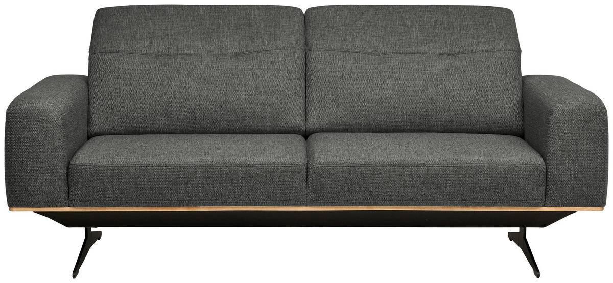 2-SITZER-SOFA in Struktur Dunkelgrau  - Dunkelgrau/Schwarz, Design, Textil/Metall (174/76-97/102cm) - Novel