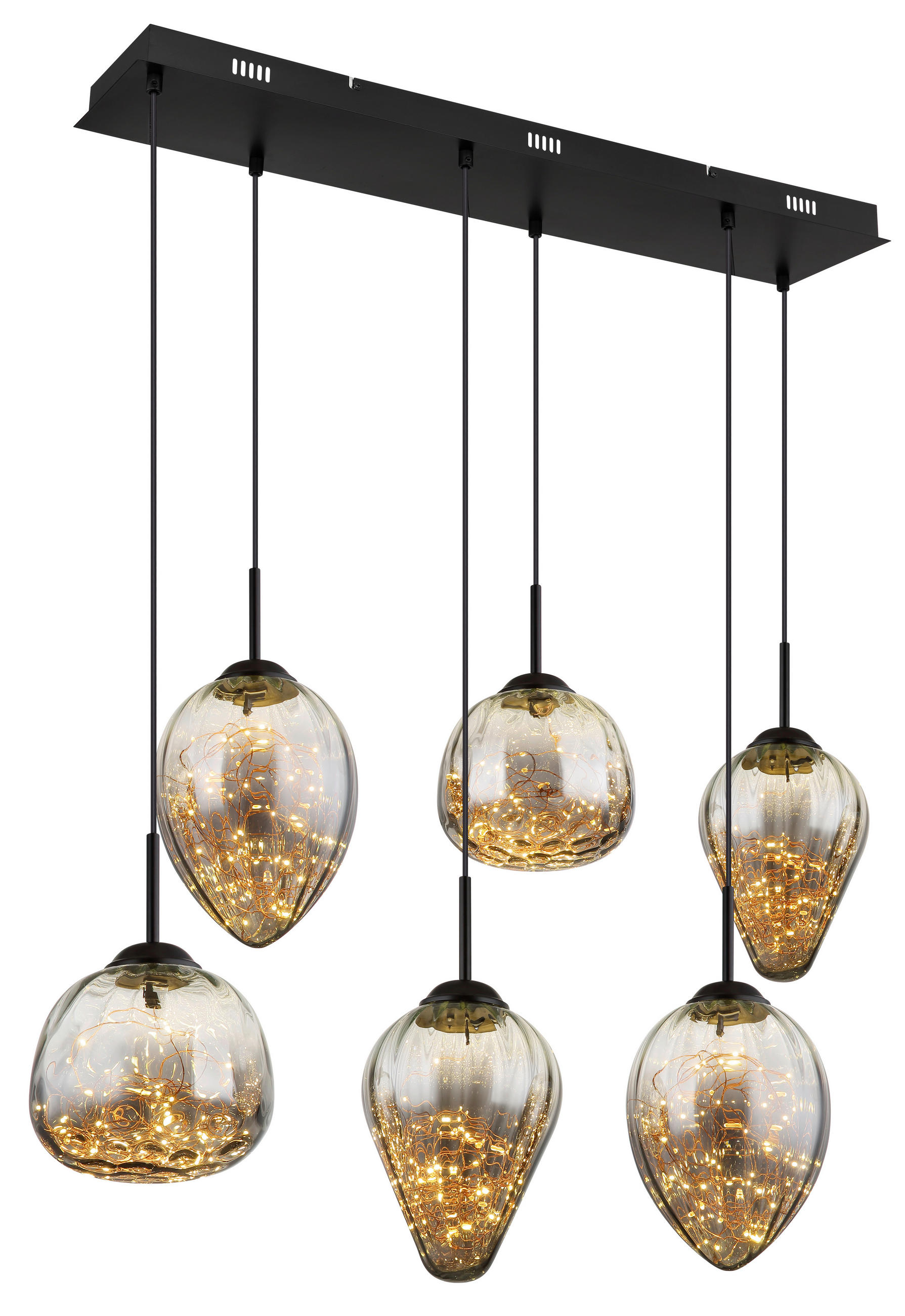 LED-HÄNGELEUCHTE 97/32/120 cm    - Klar/Schwarz, Design, Glas/Metall (97/32/120cm) - Globo