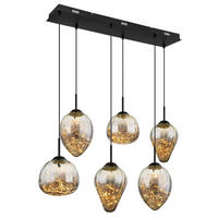 LED-HÄNGELEUCHTE 97/32/120 cm    - Klar/Schwarz, Design, Glas/Metall (97/32/120cm) - Globo