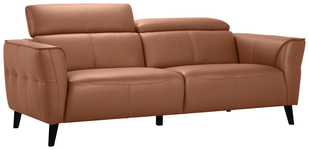 3-SITZER-SOFA Echtleder Cognac  - Cognac, KONVENTIONELL, Leder/Holz (212/92,5/96,5cm) - MID.YOU