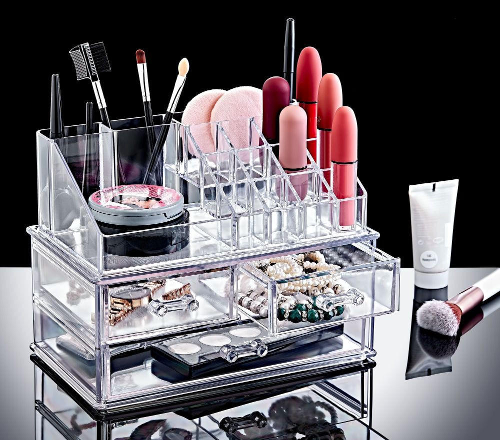 SADA MAKE-UP průhledné - průhledné, Trend, plast (18/13,5/13cm) - Boxxx