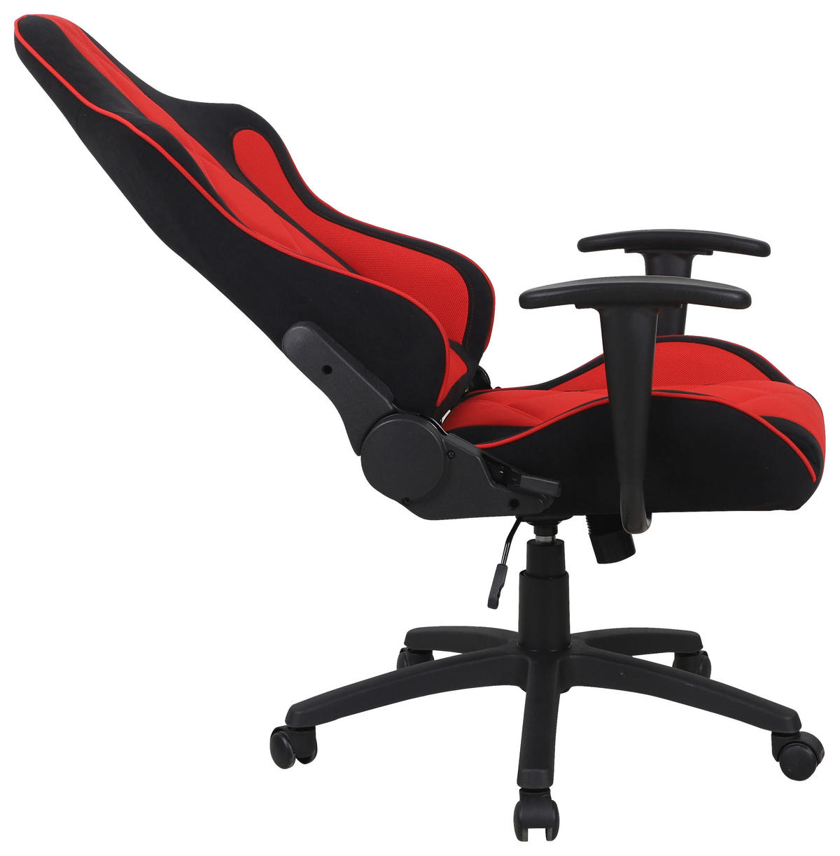 GAMING STOL umetna masa, tekstil rdeča, črna  - rdeča/črna, Design, umetna masa/tekstil (64/120-130/51cm) - Novel