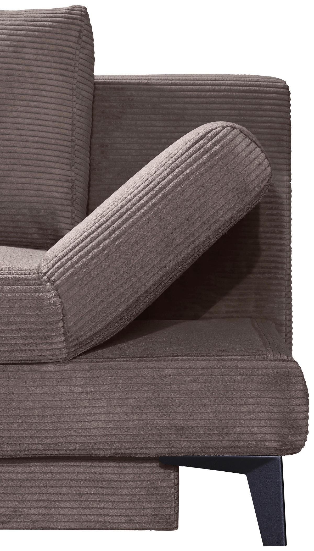SCHLAFSOFA Cord Taupe  inkl. Bettkasten, Schlaffunktion, Armteilverstellung  - Taupe/Schwarz, Design, Textil/Metall (200/85/90cm) - Novel