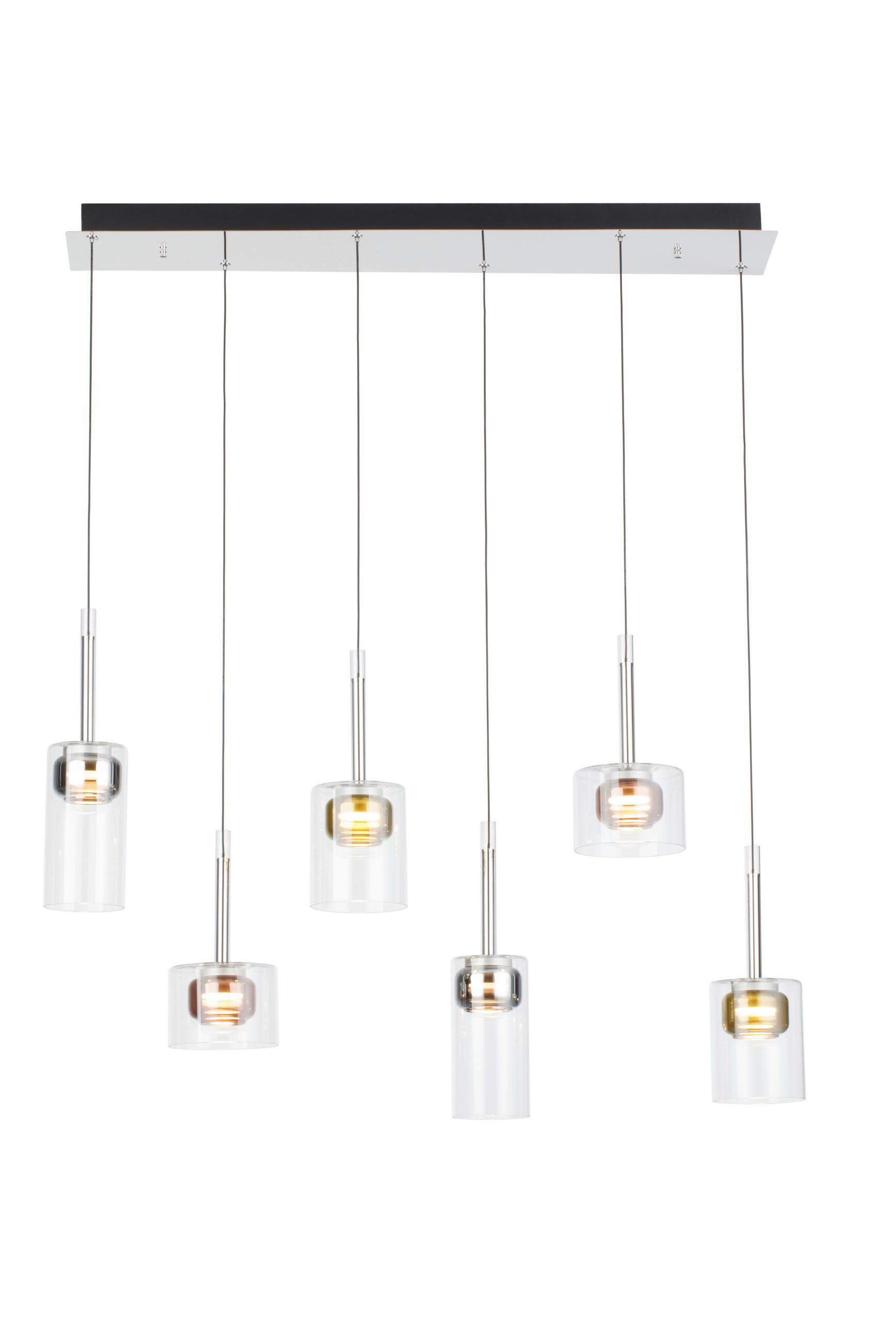 LED-HÄNGELEUCHTE Split 95,5/24/150 cm  - Klar/Chromfarben, Design, Glas/Kunststoff (95,5/24/150cm) - Dieter Knoll