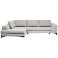 ECKSOFA inkl. Funktionen Hellgrau Webstoff Rückenkissen, Bettkasten, Schlaffunktion, Rücken echt  - Wengefarben/Hellgrau, Design, Holz/Textil (211/314cm) - Stylife