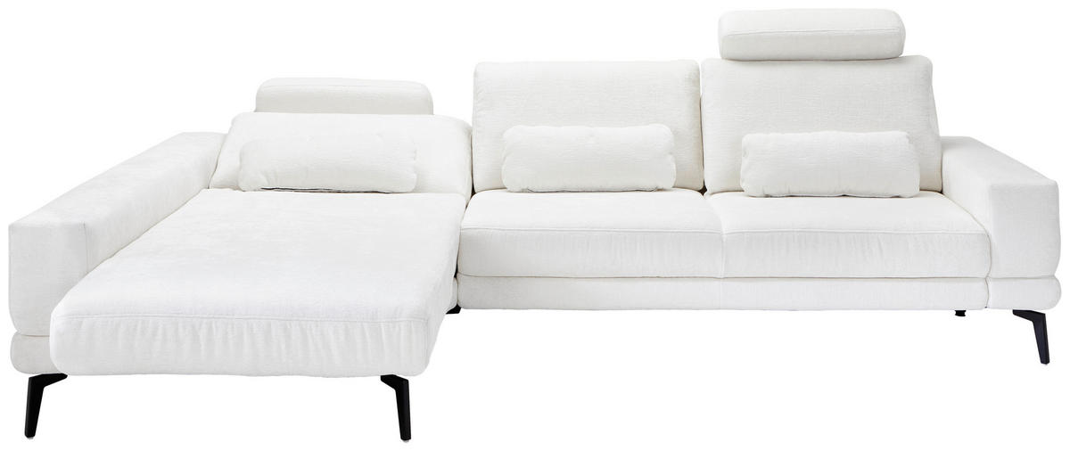 ECKSOFA Naturfarben Chenille  - Schwarz/Naturfarben, KONVENTIONELL, Textil/Metall (184/294cm) - SetOne by Musterring