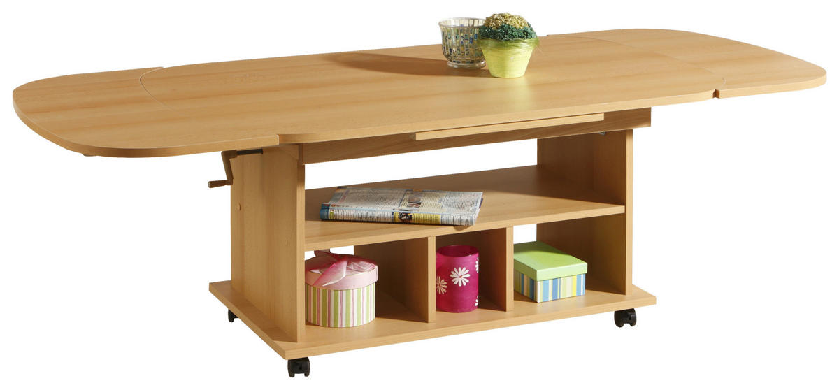 COUCHTISCH 107-157/67/53-63 cm oval Buchefarben  - Buchefarben, MODERN, Holzwerkstoff/Kunststoff (107-157/67/53-63cm) - MID.YOU