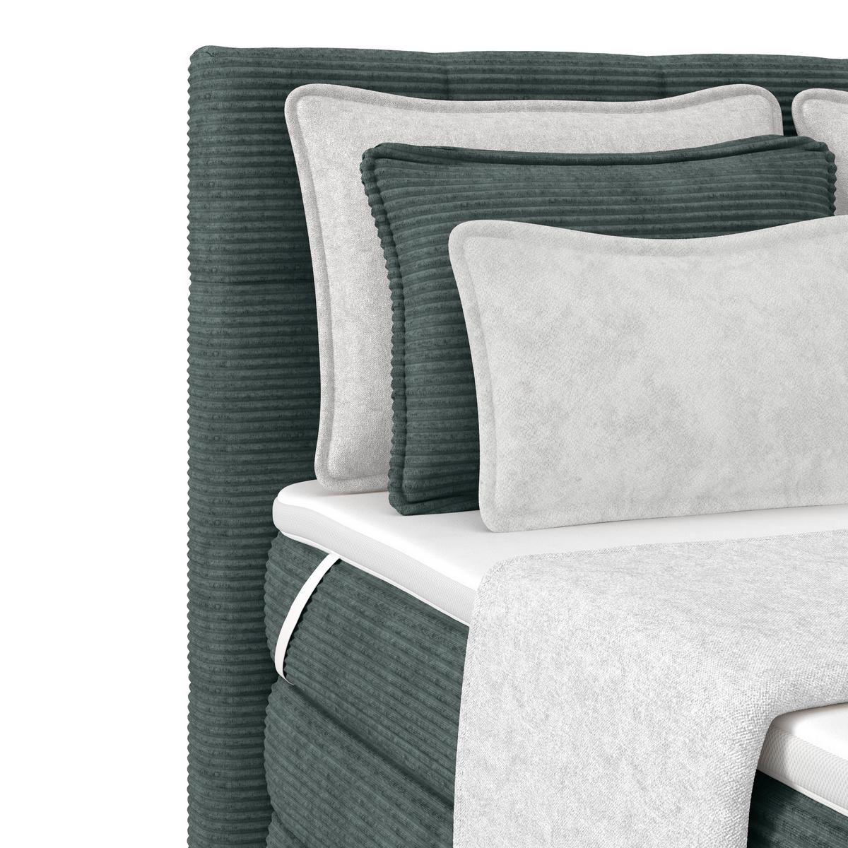 BOXSPRINGBETT 140/200 cm,  in Blaugrau, gepolstertes Kopfteil, Bettkasten, Topper, Matratzen, H3 + H3 = fest  - Silberfarben/Blaugrau, KONVENTIONELL, Holz/Holzwerkstoff (140/200cm)