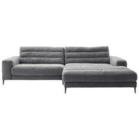 KOTNA SEDEŽNA GARNITURA, rebrasti žamet temno siva  - temno siva/črna, Design, kovina/tekstil (296/207cm) - Pure Home Lifestyle