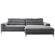 ECKSOFA Ottomane rechts  Dunkelgrau Cord  - Dunkelgrau/Schwarz, Design, Textil/Metall (296/207cm) - Dieter Knoll