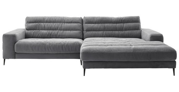 ECKSOFA Ottomane rechts  Dunkelgrau Cord  - Dunkelgrau/Schwarz, Design, Textil/Metall (296/207cm) - Dieter Knoll