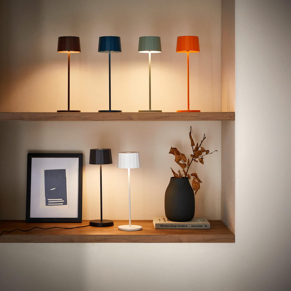 STOLNÍ LAMPA NA BATERIE, dotykový stmívač, 11/35 cm  - černá, Design, kov/plast (11/35cm) - Dieter Knoll