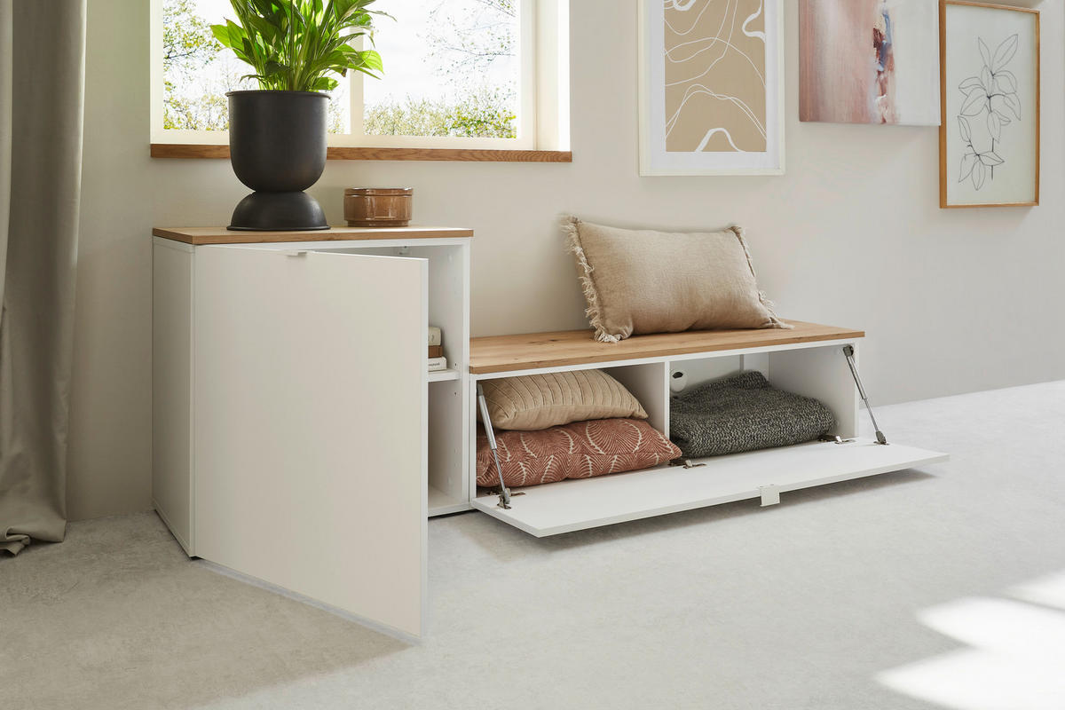 TV-ELEMENT Holzwerkstoff Weiß  - Schwarz/Weiß, Design, Holzwerkstoff/Kunststoff (120/31/40cm) - Ti'me