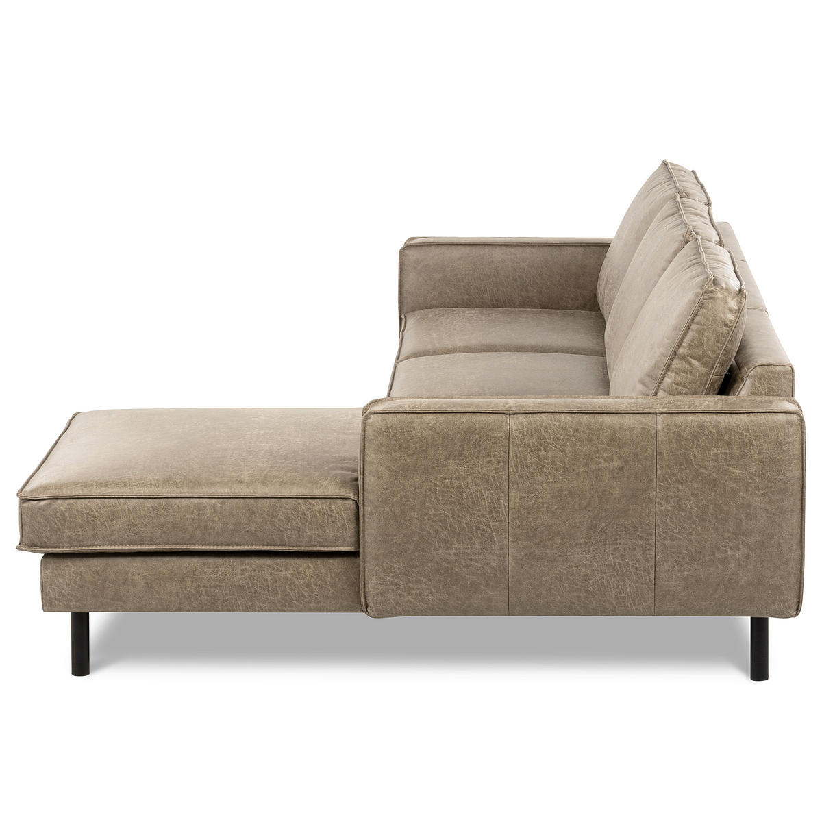 ECKSOFA Hellgrau Echtleder Lederlook Rücken echt  - Hellgrau/Schwarz, Design, Leder/Textil (166/238cm) - Livetastic