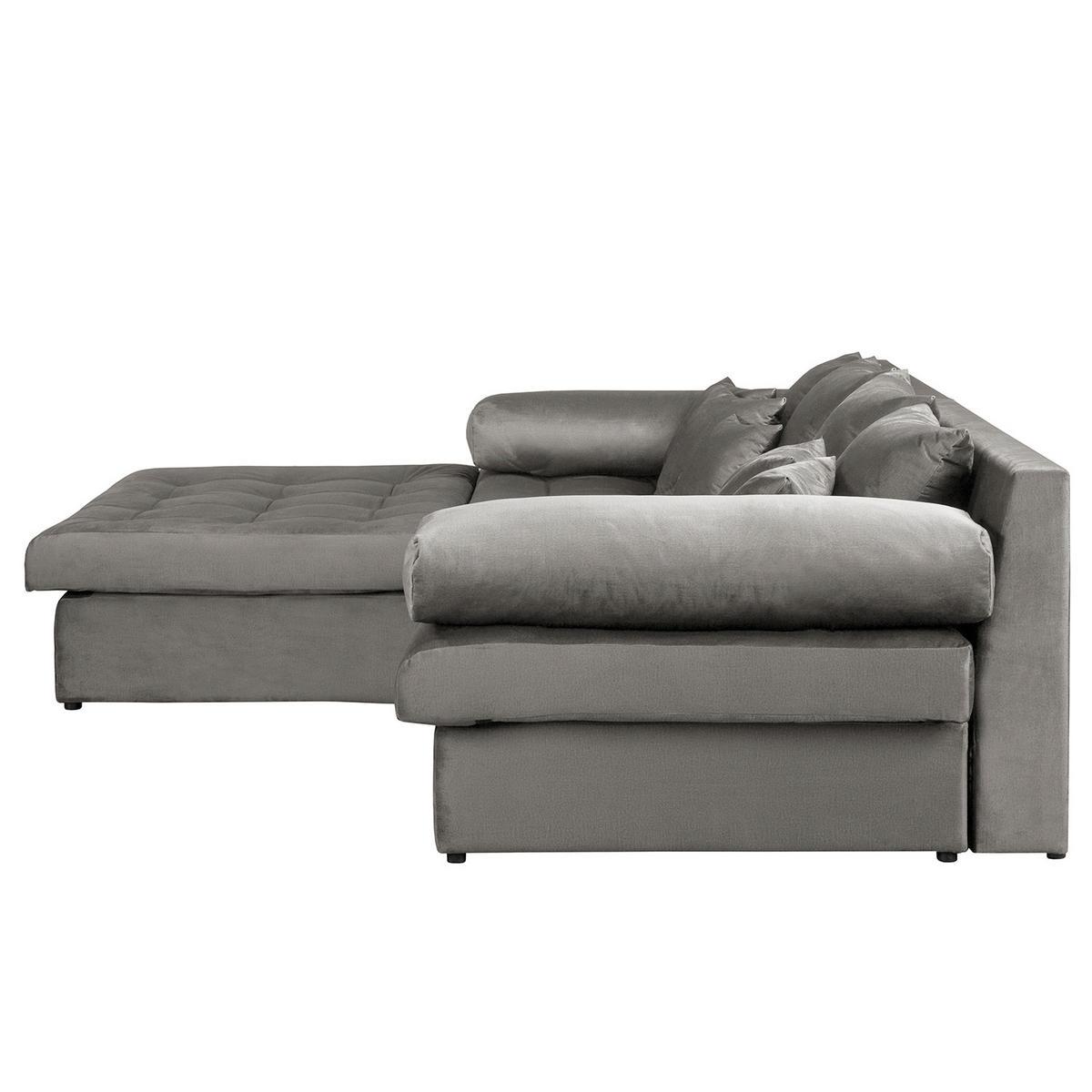 ECKSOFA Naomi Dunkelgrau Velours Rückenkissen  - Dunkelgrau/Schwarz, Design, Kunststoff/Textil (243/284cm) - P & B