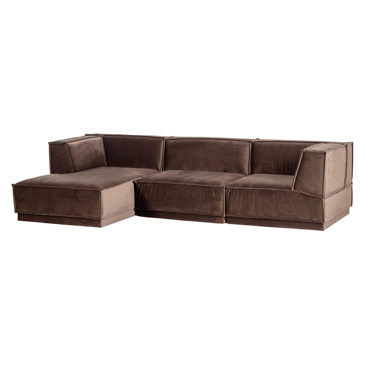 ECKSOFA Manu Braun Samt  - Schwarz/Braun, MODERN, Kunststoff/Textil (160/286cm) - Livetastic